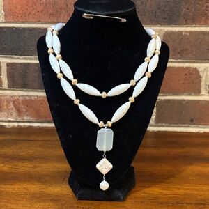Jodie M Jewelry 925 sterling and White Howlite and Stone Y Statement Necklace